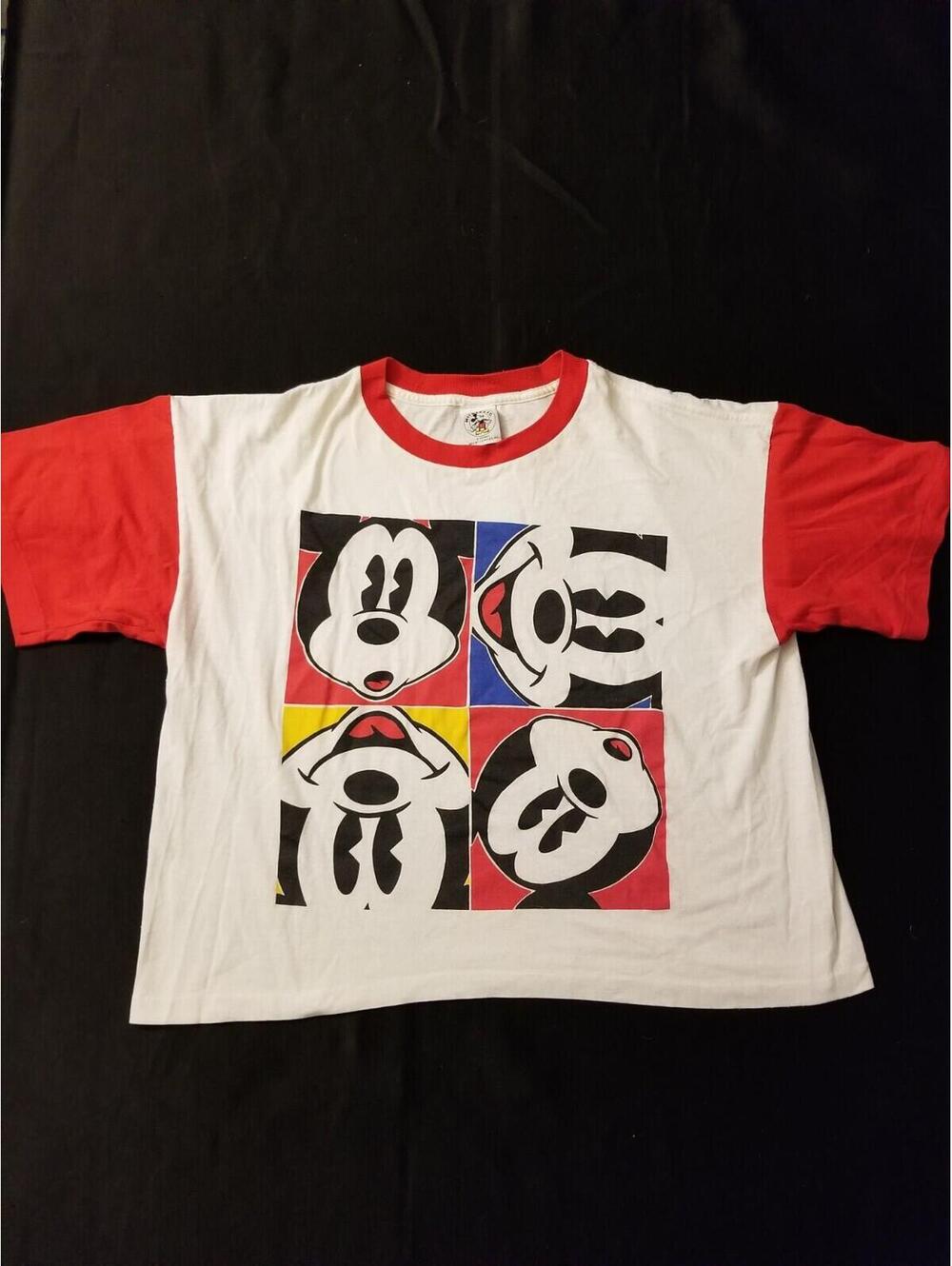 Vintage Mickey Mouse Expressions Pajama Shirt Oversized 80s Walt Disney OSFA L